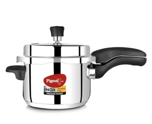 Pigeon by Stovekraft Inox Stainless Steel 5 Litre (14046), Induction Base Pressure Cooker, Outer Lid, Silver